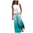 thumbnail image 1 of B91xZ Robe d'Invité de Mariage Sans Manches à Blocs de Couleur Col Rond Ample Plissée, Bleu Clair m, 1 of 5