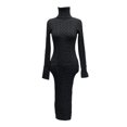 thumbnail image 4 of Kcodviy Robe Chandail à Col Roulé à Manches Longues pour Femmes, Épaules Dénudées, Robes Chandail, Chandail Moulant Tricoté pour Femmes, Robe Midi, Robes Chandail, 4 of 4
