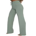 thumbnail image 4 of Womens Knit Drawstring Pants Straight Wide Leg Solid Color Yoga Sweatpants Loose Fit Soft Long Pants, 4 of 8