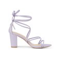 thumbnail image 3 of BLISSFUL STEP Women's Shoes Open Toe Lace Up Block Heel Strappy Heels Light Purple 7.5, 3 of 8
