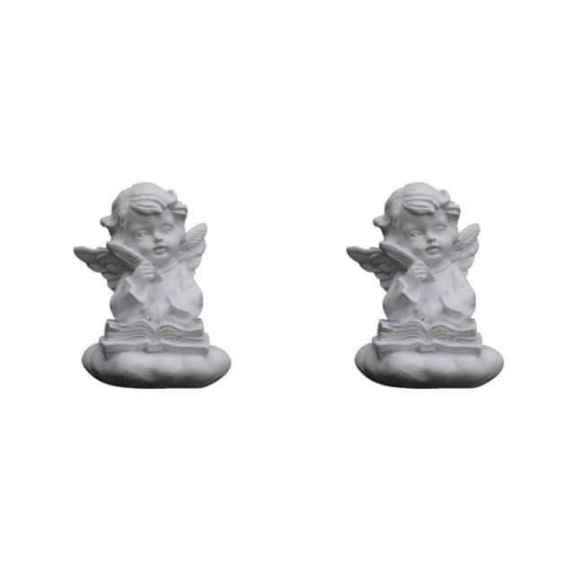 Baohd Gracieuse Résine Fille Ange Figurine Statue Décoratif Bureau Accent Écriture Pensée 2Set