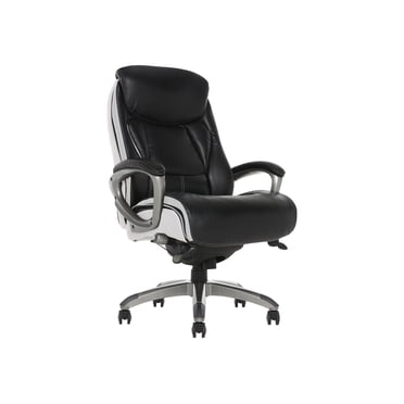 Serta 44942 Executive Office Chair with Smart Layers Technology | Leather and Mesh Ergonomic with Contoured Lumbar and ComfortCoils | Black & White
