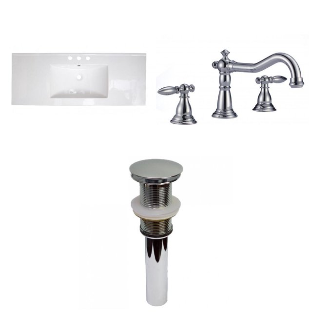American Imaginations 48-in. W 3H8-in. Ceramic Top Set In White Color - Drain Incl. AI-32630
