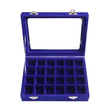 Xingzhi 24 grid storage tray with glass velvet cover, small jewelry box, nail art storage box, ring box, earring box