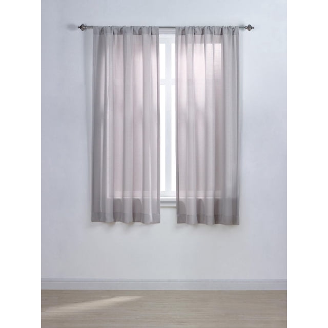 Mainstays Tille 63" Solid Rod Pocket Window Curtains Panel
