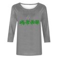 thumbnail image 3 of T-Shirt Ample à Manches Trois-Quarts et Col Rond Imprimé pour la Saint-Patrick pour Femmes, 3 of 5