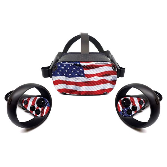 MightySkins Carbon Fiber Skin for Oculus Quest - American Flag | Protective, Durable Textured Carbon Fiber Finish | Easy to Apply, Remove, and Change Styles | Made in The USA (CF-OCQU-American Flag)