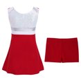 thumbnail image 4 of Jhaoyu Costume de Cheerleading pour Filles Enfants Paillettes Brillantes Robe de Danse avec Short Uniforme de Cheer Rouge 3T, 4 of 7