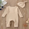 thumbnail image 4 of MesaSe Infant Baby Boys Jumpsuit and Hat Set  Solid Knit Ribbed Long Sleeve Crew Neck Button Romper One-Piece Clothes, 4 of 6