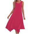 thumbnail image 2 of Liquidation d'Été 2025! Robe pour Femme Grande Taille, Liquidation de Robes d'Été pour Femmes, Robes pour Femmes Sans Manches à Col Rond avec Cordon, Robe Décontractée à Volants Évasée Courte, 2 of 5