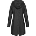 thumbnail image 3 of hoksml Manteau de Pluie pour Femmes Grande Taille Uni Extérieur à Capuche avec Cordon Fermeture Éclair Complète Boutons Imperméable Long Coupe-Vent Poches Manteaux P-5TG, 3 of 3