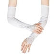 thumbnail image 1 of GDREDA Elegant Opera Length Fingerless Evening Gloves with Stretchy Mesh and Rhinestone Embellishments for Bridal Wedding Party Accessories White,One Size, 1 of 2