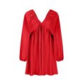 thumbnail image 1 of Gspmoly Robes d'Été pour Femmes 2025, Robe à Manches Longues pour Femmes à Col en V Longueur Genou, Robe Aguichant Rétro Ample, Robes de Cocktail Économies d'Été, 1 of 5