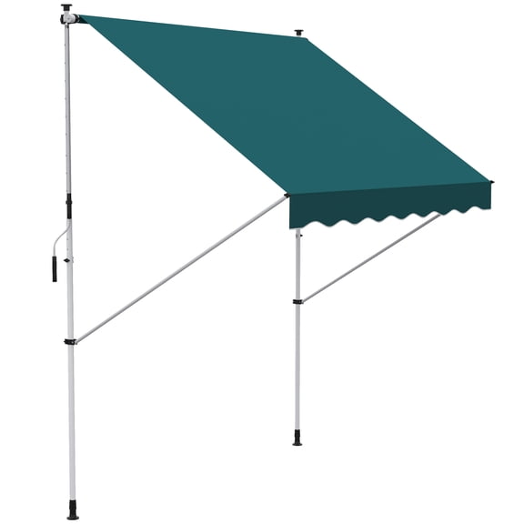 Outsunny Auvent de Patio Rétractable Manuel 6,6 Pieds X 5 Pieds pour Fenêtre et Porte, Pare-Soleil, Auvent de Terrasse, Abri, Résistant à l'Eau, Protection UV, Vert