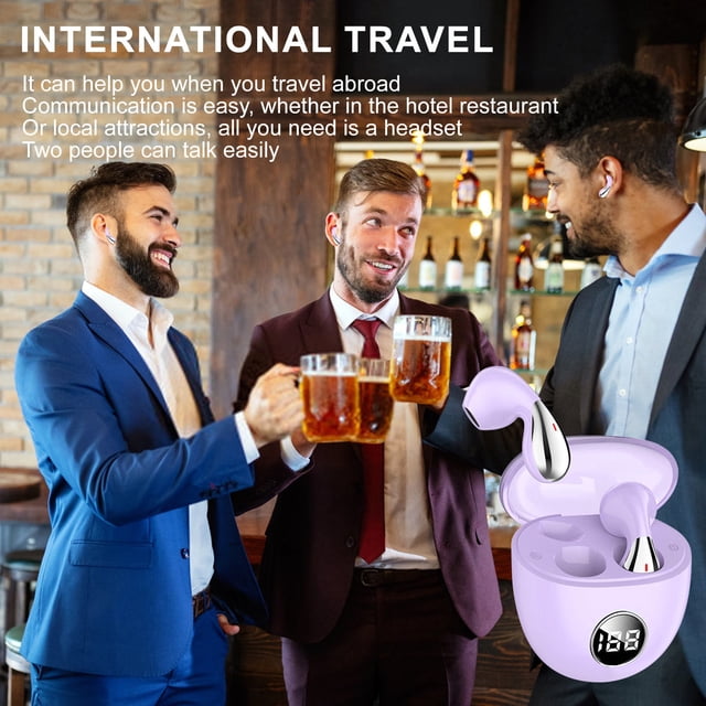 Écouteurs Traducteurs Intelligents, Écouteurs d'Interprétation Instantanée avec Réduction du Bruit, Offrant 144 Langues, Connectivité Bluetooth Sans Fil et Étui de Recharge pour les Voyages