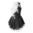 thumbnail image 1 of MSemis Enfants Filles Sans Manches Paillettes Floral Justaucorps de Ballet Tutu Jupe Patinage Artistique sur Glace et à Roulettes Robe de Compétition Costume Noir 10, 1 of 7