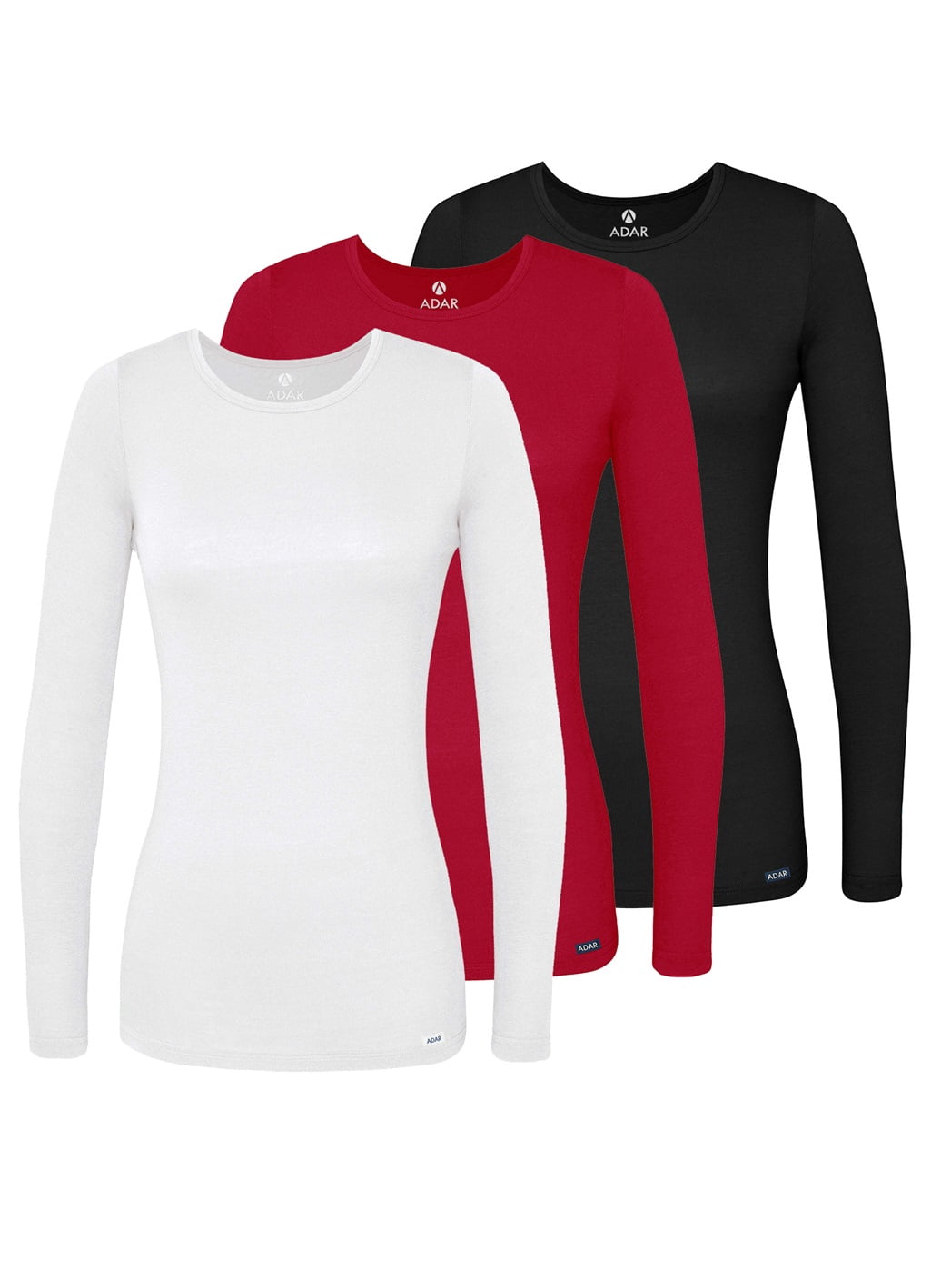 Adar Underscrubs for Women Multi Color 3 Pack - Long Sleeve Underscrub Comfort Tee
