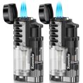 thumbnail image 1 of SAMNIU 2 Pack of Torch Lighter, Triple Jet Flames, Visible Gas Tank, Butane Gas Refillable, Windproof Pocket Lighters for Candle, Men’s Gift (Gas not Included), 1 of 7