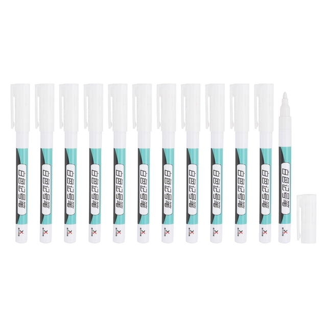 Unique Bargains Permanent Marker Pens, 12 Pack White Ink Waterproof Pen Markers Oil Based Paint Medium Point Tip
