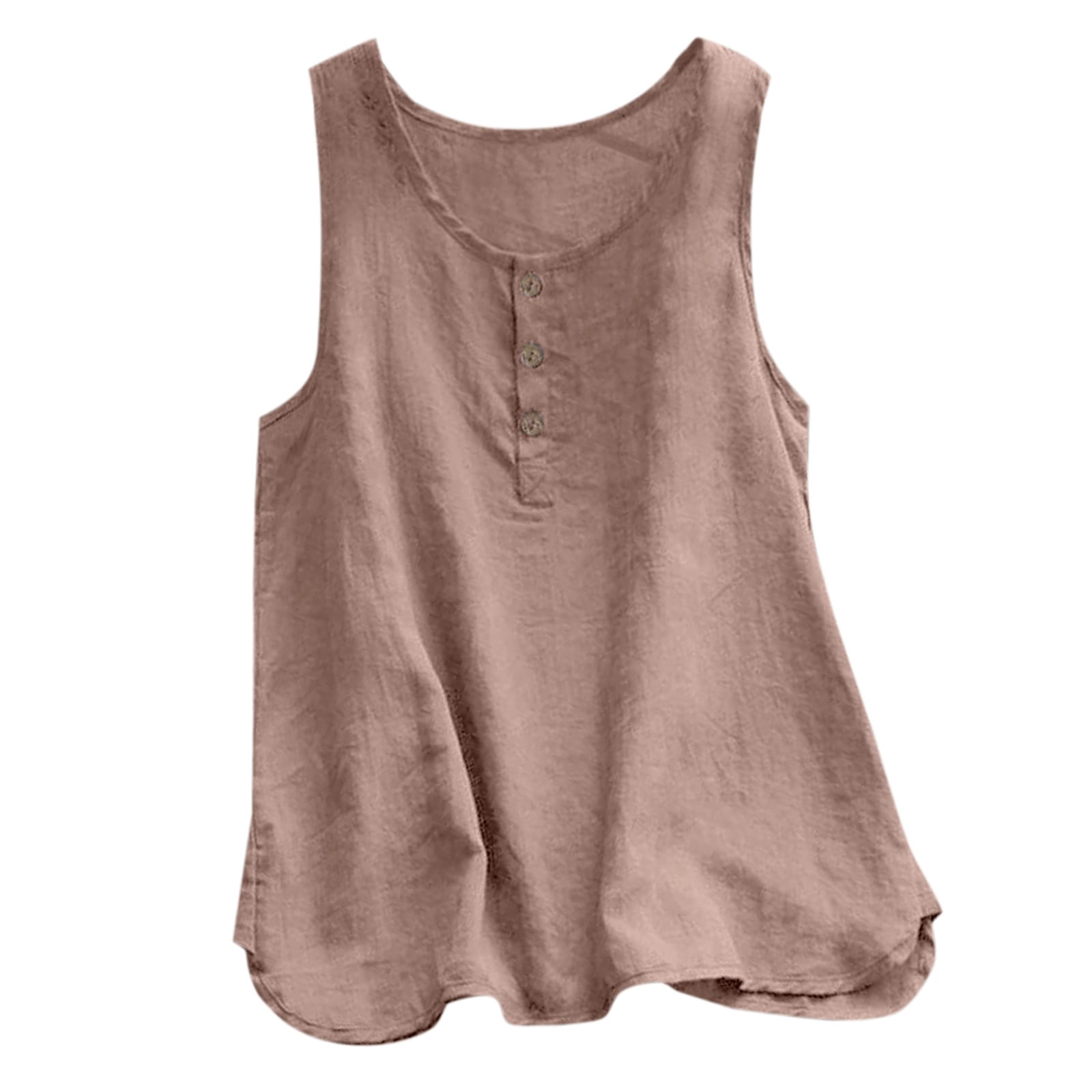 WEIYLL Tshirt for Women Crew Neck Sleeveless Button Up Pink Tee Sizes XL