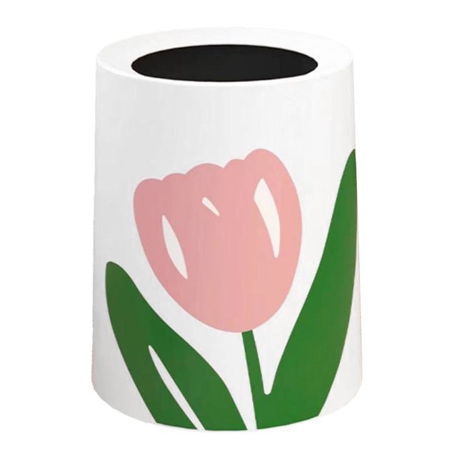 Poubelle Florale, Corbeille à Déchets De Style Moderne à Grande Bouche, Poubelle Pour Cuisine, Salle De Bain, Chambre à Coucher(Round L)
