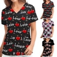 thumbnail image 4 of SuoKom Sarraus pour Femmes Vêtements de Travail Haut à Col en V Doux Extensible Manches Courtes T-Shirts Graphiques pour Femmes Hauts pour Femmes, 4 of 5