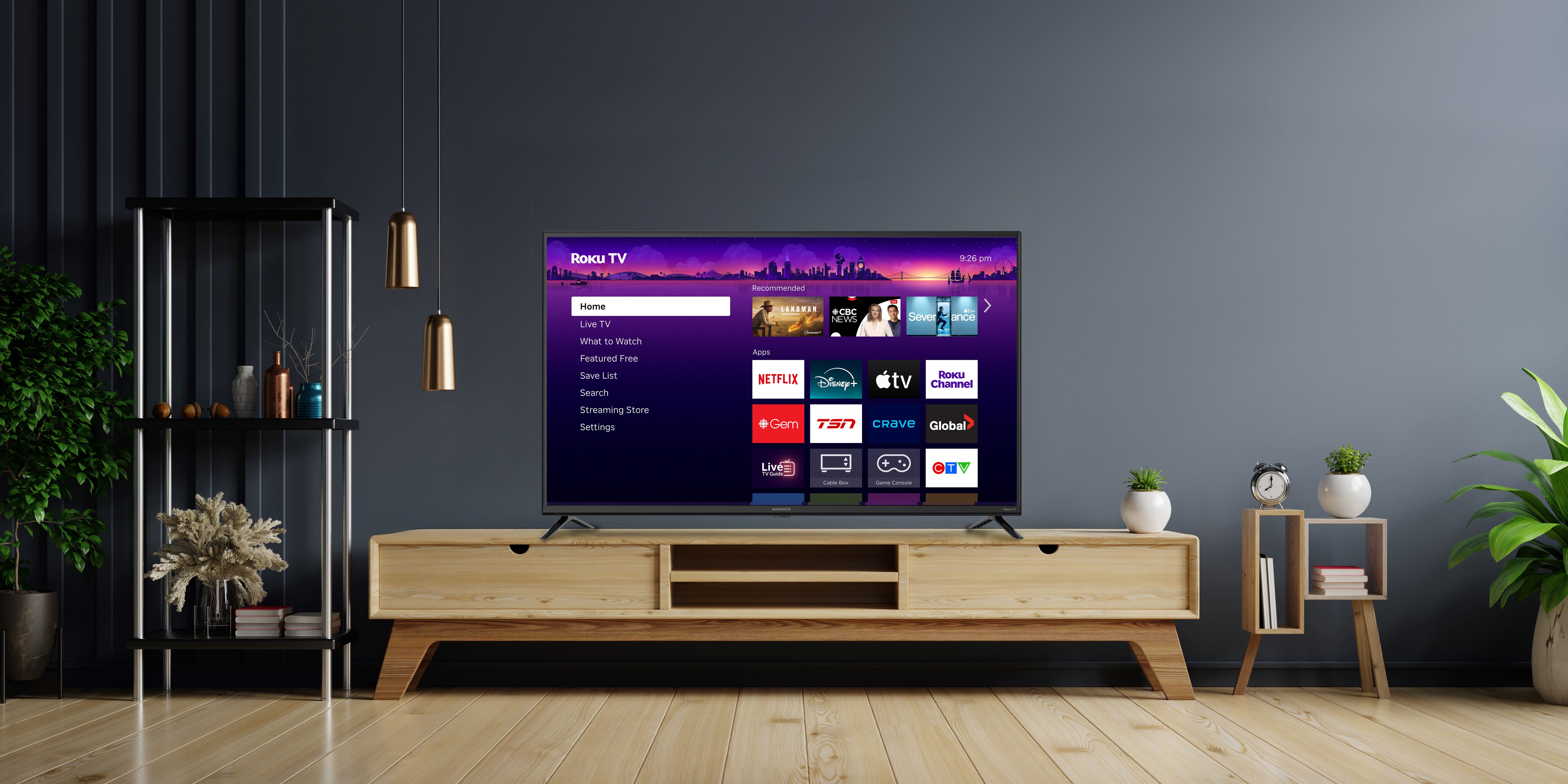 Téléviseur intelligent Magnavox 43" 4K Ultra HD HDR LED Roku, audio Dolby Digital Plus, noir