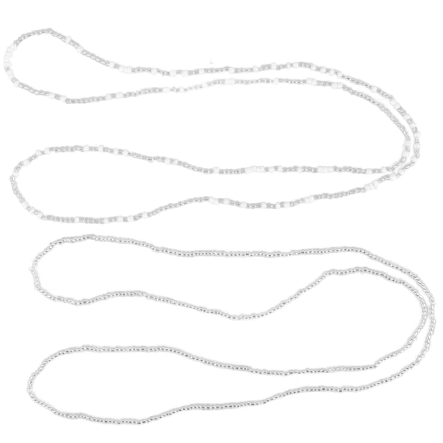 2Pcs Bikini Chain Beach Chain Waist Chain Waist Beads Belly Beads Double-string Chain (Silver, White)