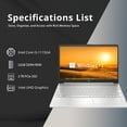 thumbnail image 2 of HP 15.6" Touchscreen Laptop, 11th Gen Intel Core i3-1115G4 Processor, 32GB RAM, 2TB PCIe SSD, Intel UHD Graphics, HD Webcam, Windows 11, Natural Silver, 32GB Snowbell USB Card, 2 of 9