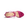 thumbnail image 4 of BLISSFUL STEP Women's Open Toe Cross Strap Mid Block Heel Sandals Hot Pink 9, 4 of 8