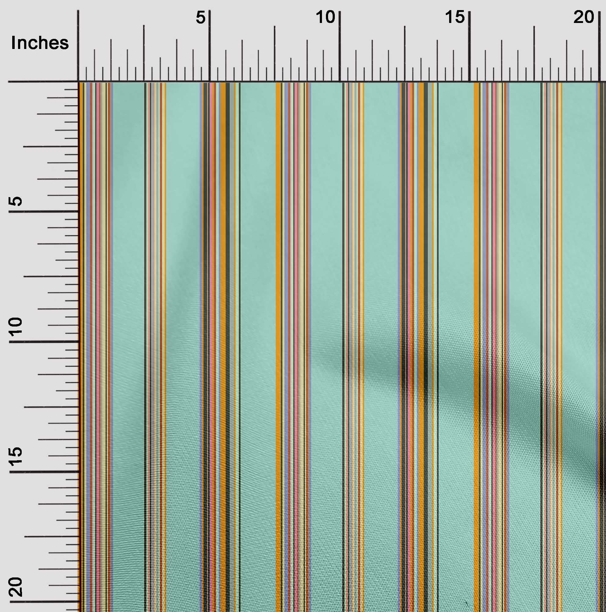 oneOone Silk Tabby Fabric Multicolor Stripe Printed Fabric 1 Yard 42 Inch Wide