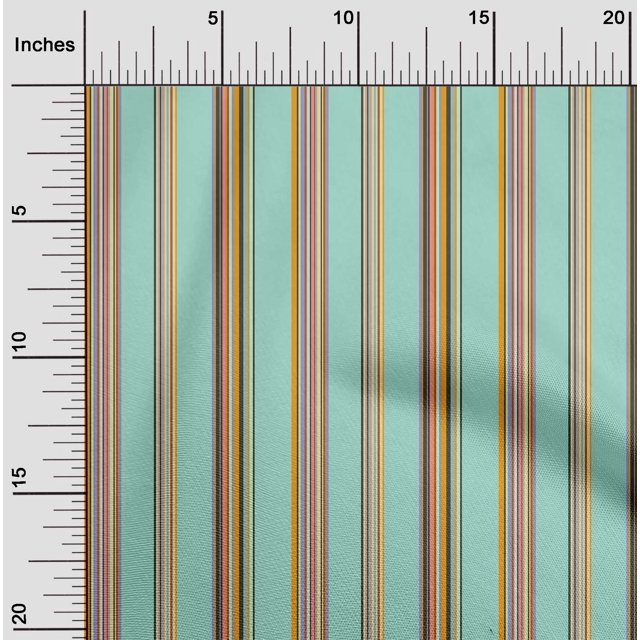 oneOone Tissu Voile de Coton Biologique Multicolore Rayé Décor Tissu Imprimé BTY 42 Pouces de Large