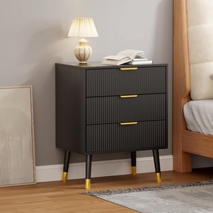 3 Dresser Dresser avec large plateau et tiroirs profonds Chest moderne pour chambre à coucher Salon noir