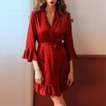 thumbnail image 2 of Teissuly Robes Pyjamas pour Femmes Nuisette de Couleur Unie Pyjama Aguichant Cardigan Peignoir Nuisette, 2 of 6