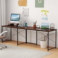 thumbnail image 3 of Giantex 95 Inch Reversible Corner Desk, L-Shaped Computer Desk w/Monitor Stand & 3 Cable Holes, 2-Person Long Study Writing Desk for ome Office, Rustic Brown, 3 of 9