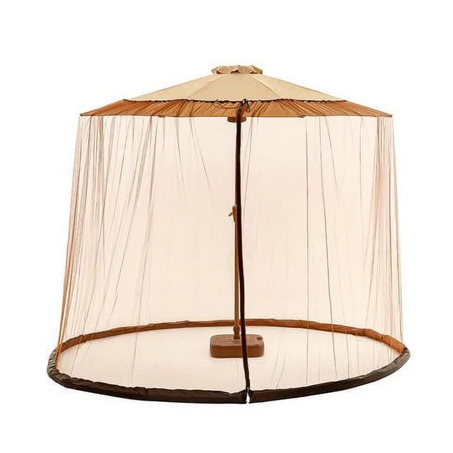 Outdoor Patio Umbrella Mosquito Net Cover - Polyester Mesh with Double Zipper, Universal Fit for Cantilever Umbrellas, Windproof TPU Base Included