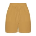 thumbnail image 4 of Tumotour Lounge Shorts for Women Elastic Wide Leg Short Pants with Pocket Solid Color Cotton Linen Athletic Shorts Loose Running Drawstring Shorts for Workout Casual Lounge Exercise, 4 of 6