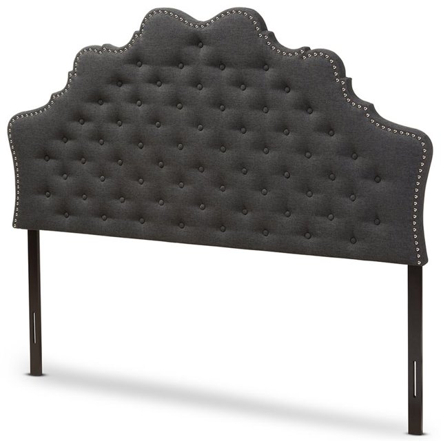 Baxton Studio Hilda Tufted King Panel Headboard in Dark Gray