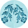 thumbnail image 1 of Ahgly Company Tapis d'Intérieur Ronds Transitionnels Lavables à la Machine, Bleu Électrique, 3 Pieds Rond, 1 of 7