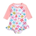 thumbnail image 1 of Toddler Girls Rash Guard Swimsuit Flower Graphic Printed Sun Protection Long Sleeve Girls Bathing Suits for Girls 18-24 Months, 1 of 6