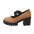 thumbnail image 2 of Cameland Chaussures à Talons Hauts à Bout Rond à Lacets pour Femmes en Cuir, Chaussures Simples, 2 of 9