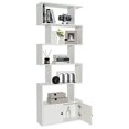 thumbnail image 1 of Costway Bibliothèque 1 Pce avec Armoire, Étagère à Livres en S à 6 Niveaux, Support de Rangement, Blanc, 1 of 10