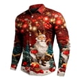 thumbnail image 1 of Kcodviy Chemise à Manches Longues pour Homme de Noël Père Noël Numérique Imprimée 3D à Boutons Col à Revers Chemises pour Homme à Manches Longues Chemise Décontractée à Manches Longues Haut, 1 of 4