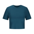 thumbnail image 4 of Yuyuzo Hauts de Sortie pour Femmes T-Shirts à Manches Courtes Col Ras du Cou Crop Top Décontracté Ajusté T-Shirts Basiques, 4 of 6