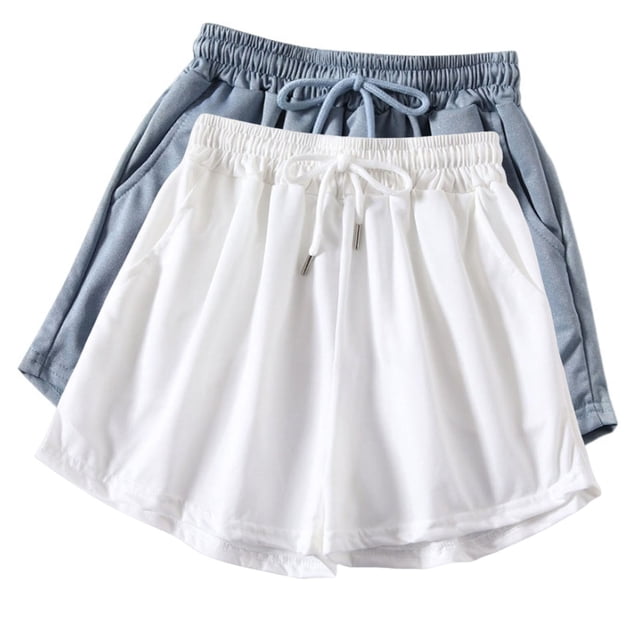 Diufon 2pc Womens Yoga Shorts Solid Color Shorts Elastic Waist Drawstring Athletic Shorts with Pockets