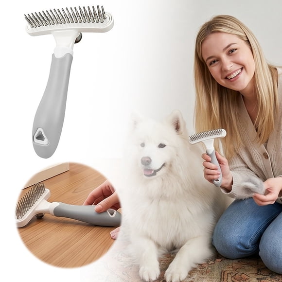 FEISHENTT Pet Grooming Tool for Dogs and Cats, Dual-Sided Dematting Comb and Undercoat Rake, Deshedding Brush for Removing Tangles Knots 16cm
