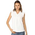 thumbnail image 2 of INSPIRE CHIC Blouse de Travail Sans Manches à Volants pour Femme, Col en V, Hauts, TP, Blanc, 2 of 6