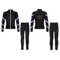 thumbnail image 3 of Yeahdor Kids Girls 2 Piece Figure Skating Training Suit Long Sleeve Zipper Jacket And Rhinestone Leggings Set Light Purple 8, 3 of 7