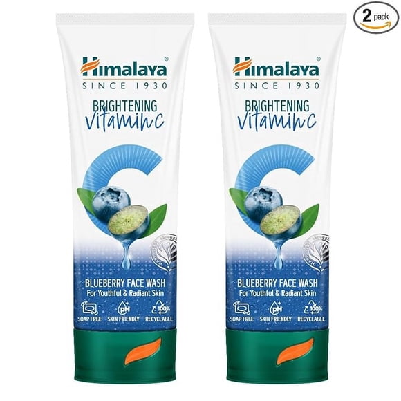 Himalaya Nettoyant pour le Visage Éclaircissant à la Vitamine C aux Bleuets / Nettoyant Éclaircissant pour le Visage / Élimine la Peau Terne / 100 ml (Lot de 2)