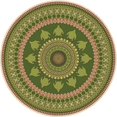 thumbnail image 1 of Ahgly Tapis Rond Lavable en Machine Intérieur Transitionnel Brun Gingembre Vert, 3 Pieds Rond, 1 of 7